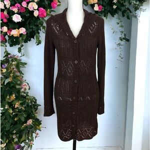 BCBGMaxAzria Crochet Hoodie Duster Cardigan